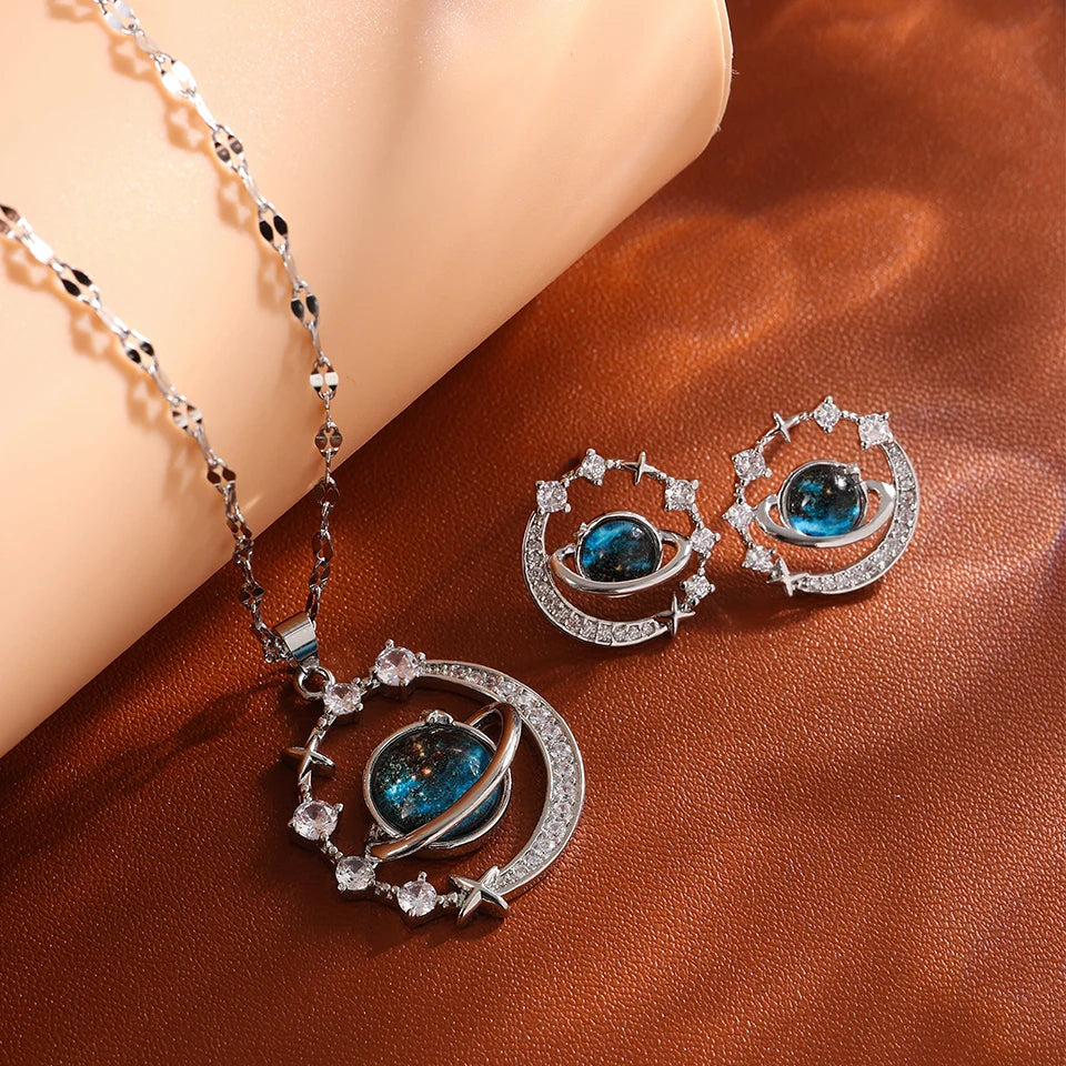 Shine Bright with Our Light Luxury Titanium Steel Star Series Necklace! πβ¨ Perfect Gold Planet Moon Astronaut Pendant for Every Woman! ππ