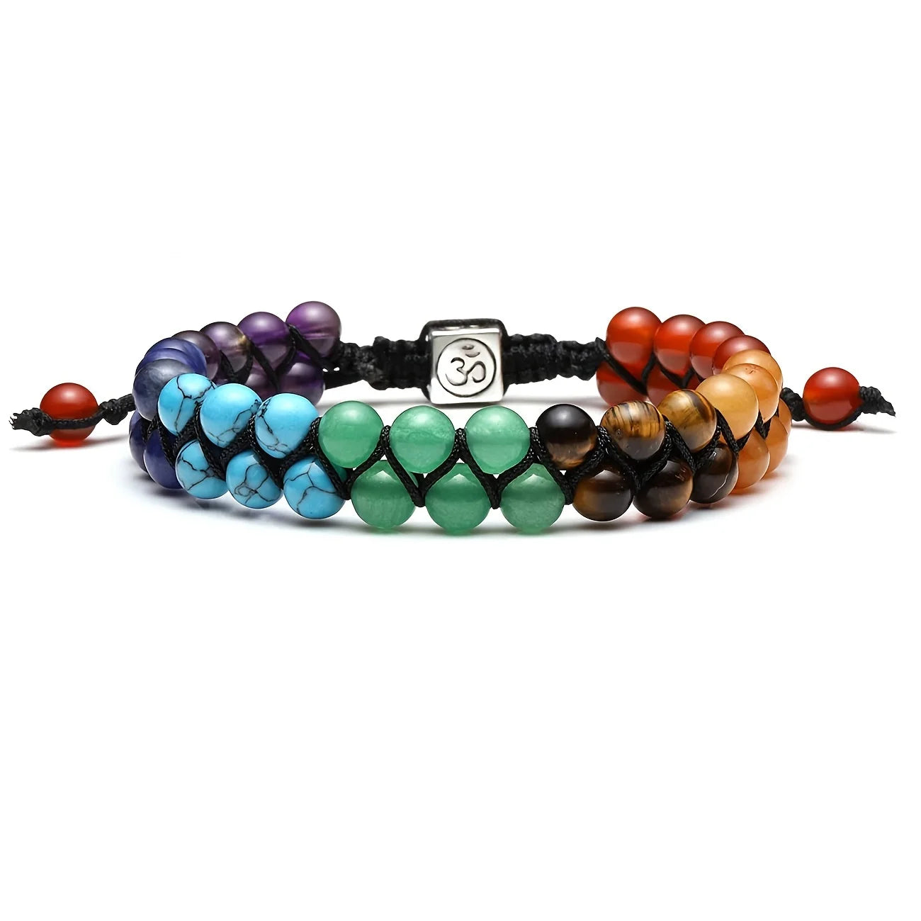 Top Plaza 7 Chakra Treatment Crystal Bracelet Yoga Stone Adjustable Beads Bracelet Meditation Relaxation Anxiety Women'S Bracele