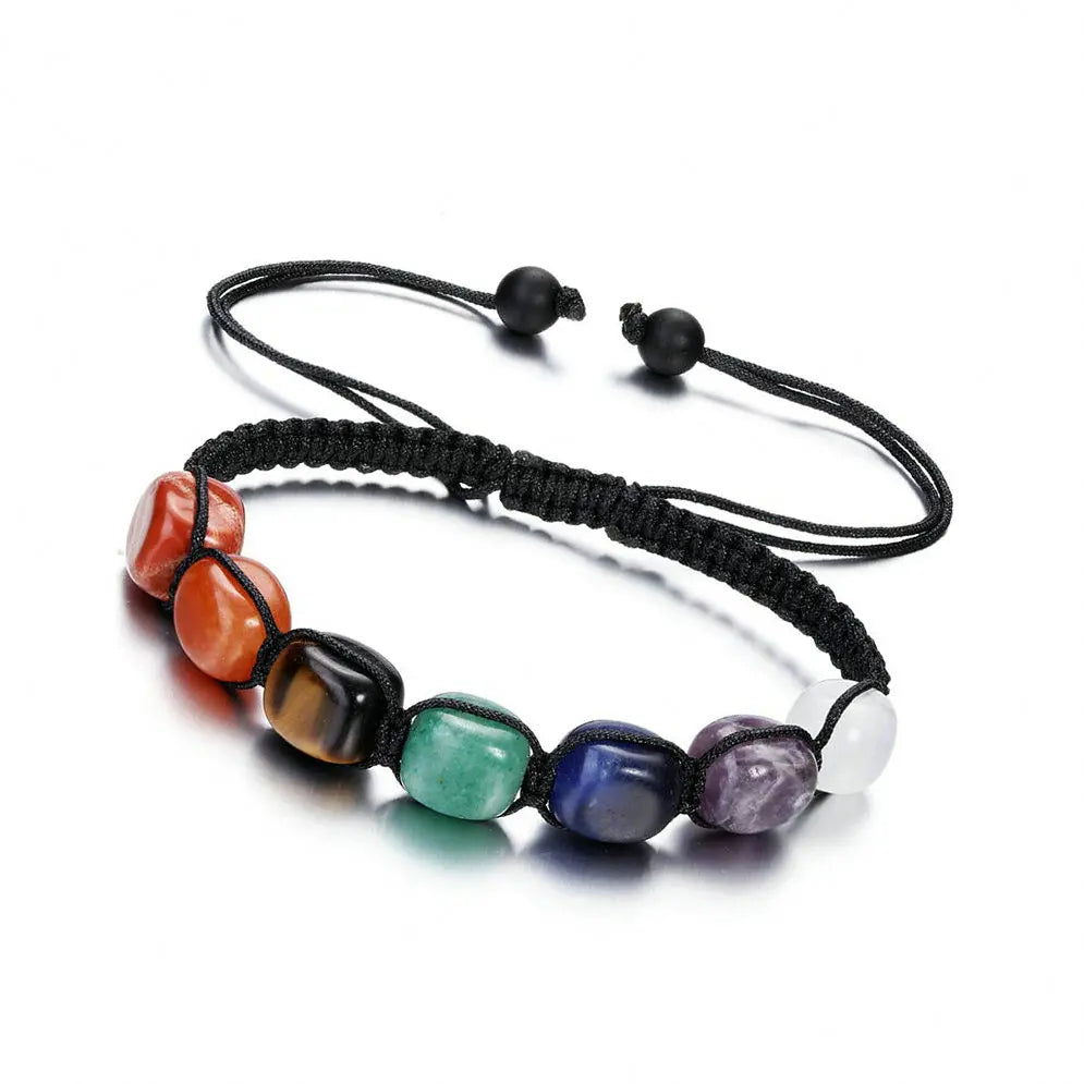 Top Plaza 7 Chakra Treatment Crystal Bracelet Yoga Stone Adjustable Beads Bracelet Meditation Relaxation Anxiety Women&