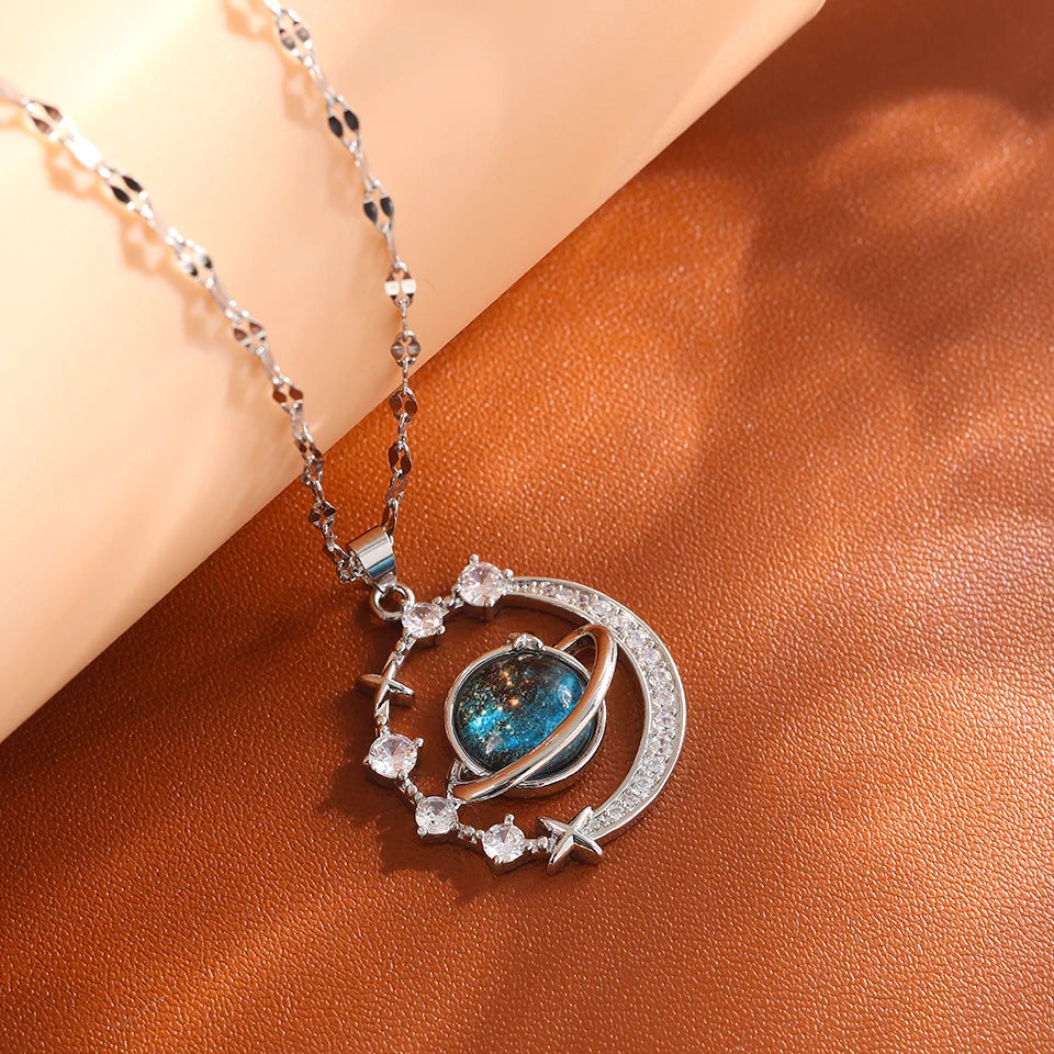 Shine Bright with Our Light Luxury Titanium Steel Star Series Necklace! πβ¨ Perfect Gold Planet Moon Astronaut Pendant for Every Woman! ππ
