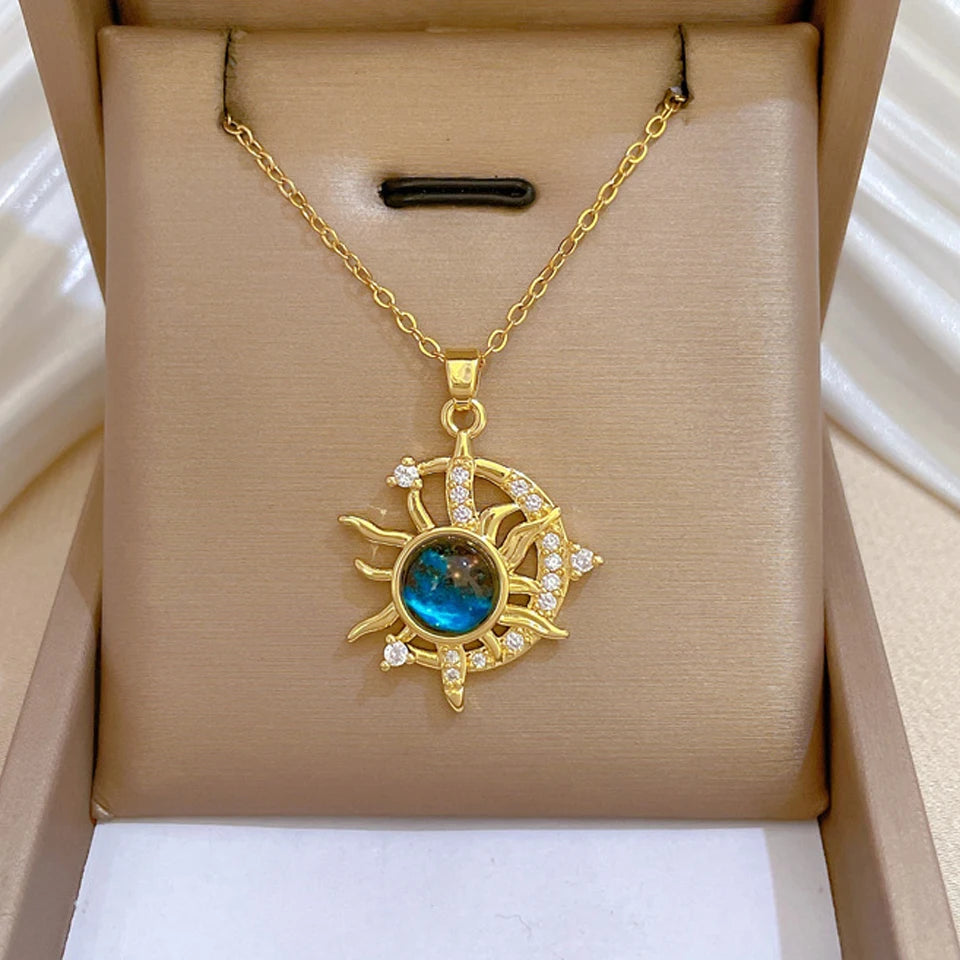 Shine Bright with Our Light Luxury Titanium Steel Star Series Necklace! πβ¨ Perfect Gold Planet Moon Astronaut Pendant for Every Woman! ππ