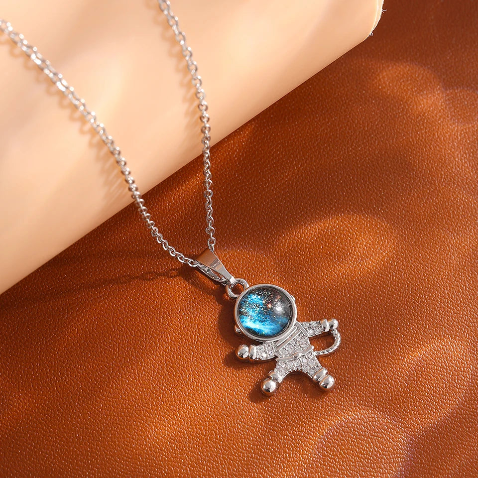 Shine Bright with Our Light Luxury Titanium Steel Star Series Necklace! πβ¨ Perfect Gold Planet Moon Astronaut Pendant for Every Woman! ππ