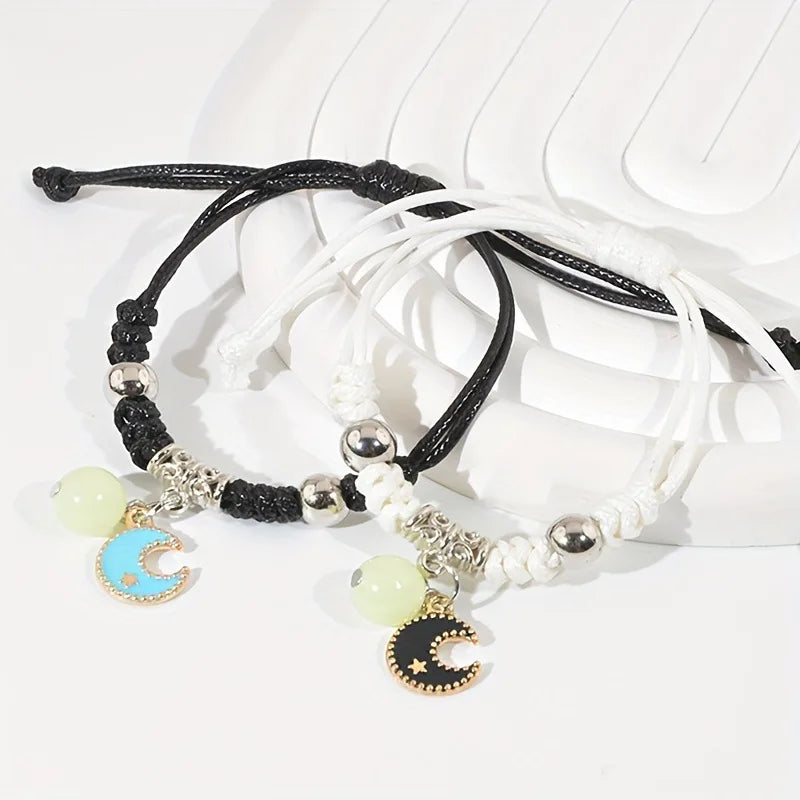 Luminous Star & Moon Couple Bracelets β Matching Friendship Set