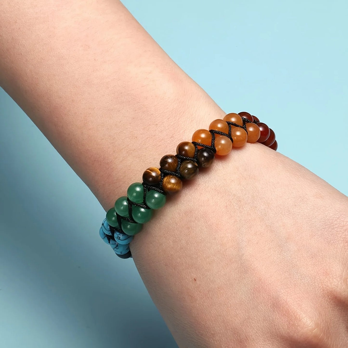Top Plaza 7 Chakra Treatment Crystal Bracelet Yoga Stone Adjustable Beads Bracelet Meditation Relaxation Anxiety Women'S Bracele