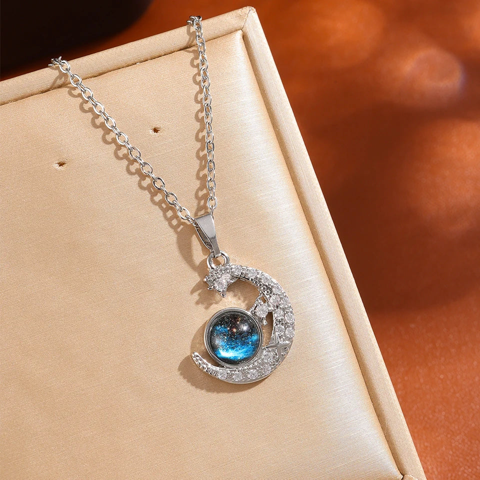 Shine Bright with Our Light Luxury Titanium Steel Star Series Necklace! πβ¨ Perfect Gold Planet Moon Astronaut Pendant for Every Woman! ππ