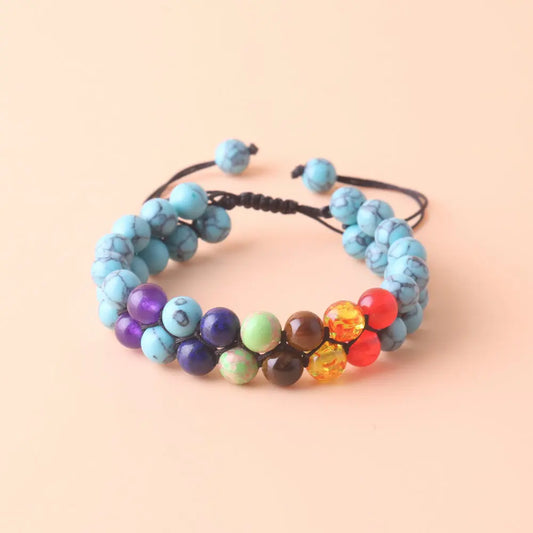Top Plaza 7 Chakra Treatment Crystal Bracelet Yoga Stone Adjustable Beads Bracelet Meditation Relaxation Anxiety Women'S Bracele