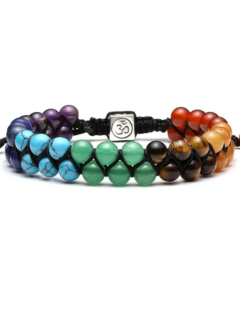 Top Plaza 7 Chakra Treatment Crystal Bracelet Yoga Stone Adjustable Beads Bracelet Meditation Relaxation Anxiety Women&