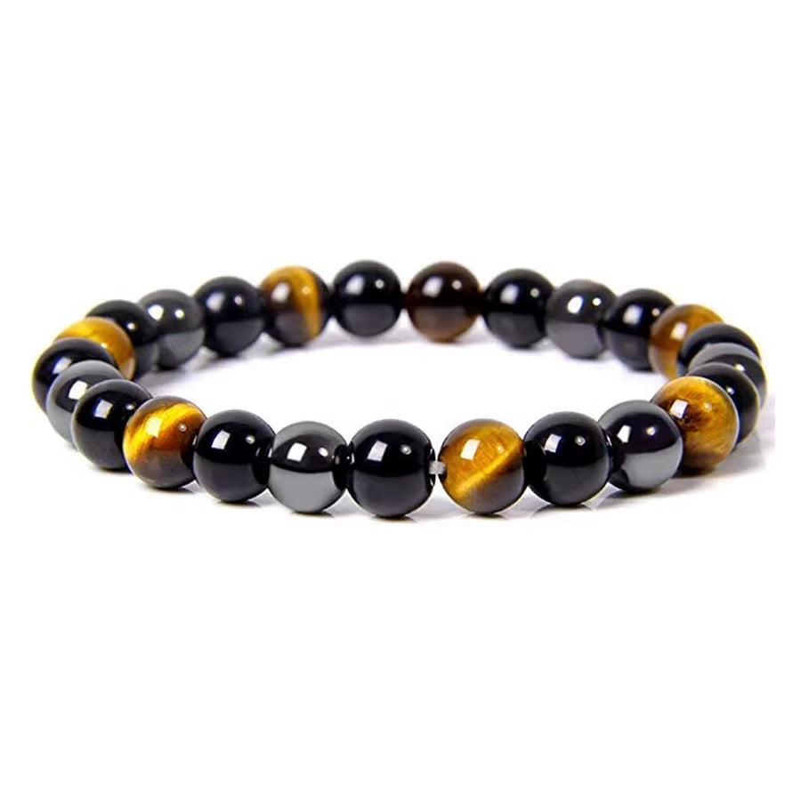 1 Natural Black Obsidian Hematite Tiger Eye Bead Bracelet for Men Magnetic Health Protection for Women Soul Jewelry