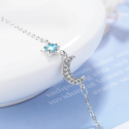 Hot Star Moon Style Women Bracelet Charm 925 Sterling Silver Bangle New Fashion Armband Accessory Ts Bride Wedding