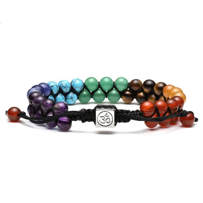 Top Plaza 7 Chakra Treatment Crystal Bracelet Yoga Stone Adjustable Beads Bracelet Meditation Relaxation Anxiety Women&