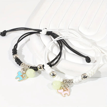 Luminous Star &amp; Moon Couple Bracelets – Matching Friendship Set