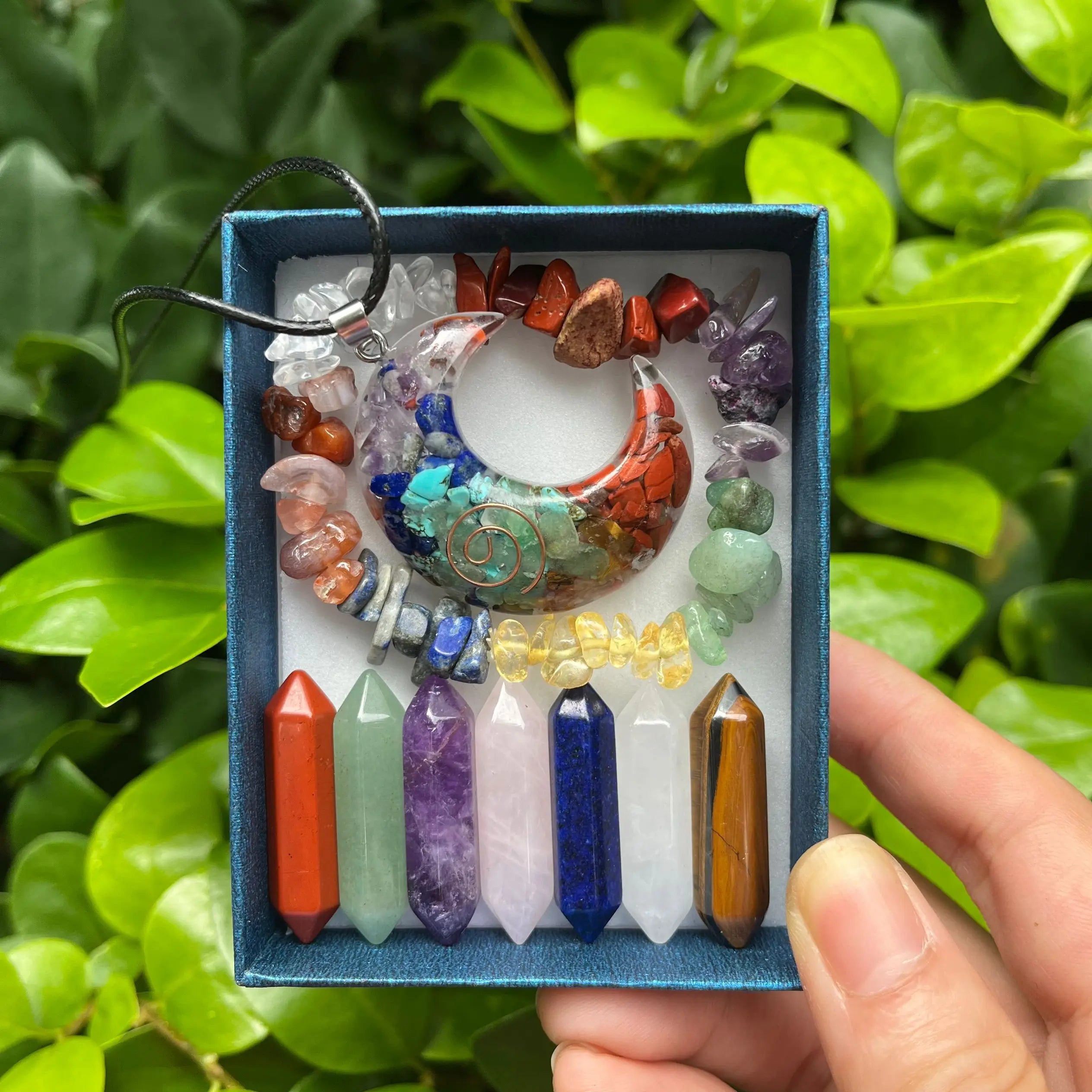 9Pcs Pointed Quartz Crystal,Chakra Healing Stones and Crystals Set,Hexagon Rose Quartz Gems for Meditation Bedroom Decor