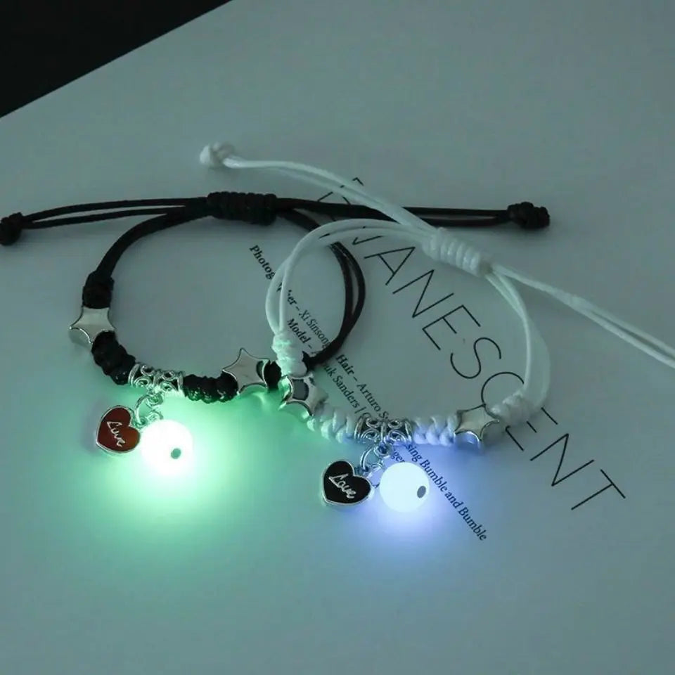 Luminous Star &amp; Moon Couple Bracelets – Matching Friendship Set
