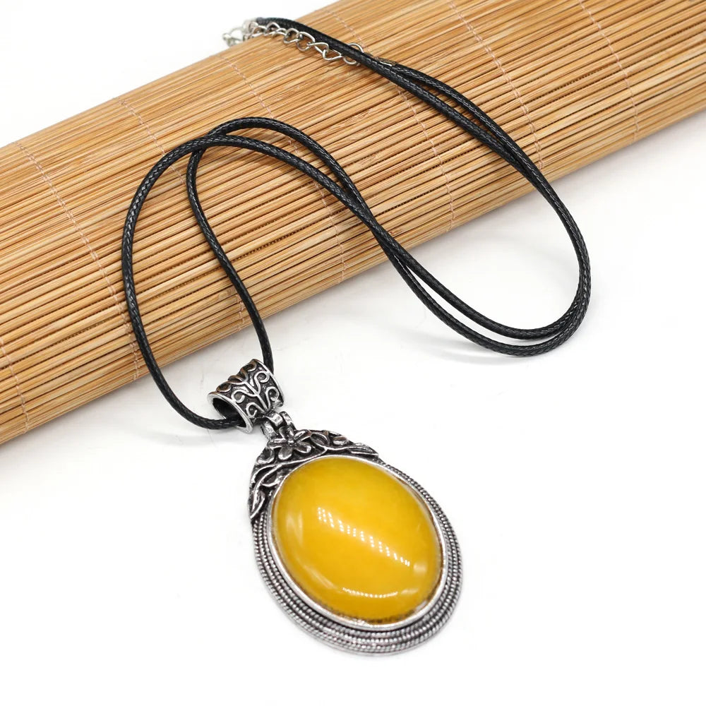 Elevate Your Style with Our Stunning Oval Crystal Opal Necklace - Perfect for Fashion Lovers &amp; Reiki Healing! 💎✨ 