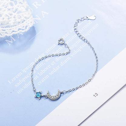 Hot Star Moon Style Women Bracelet Charm 925 Sterling Silver Bangle New Fashion Armband Accessory Ts Bride Wedding