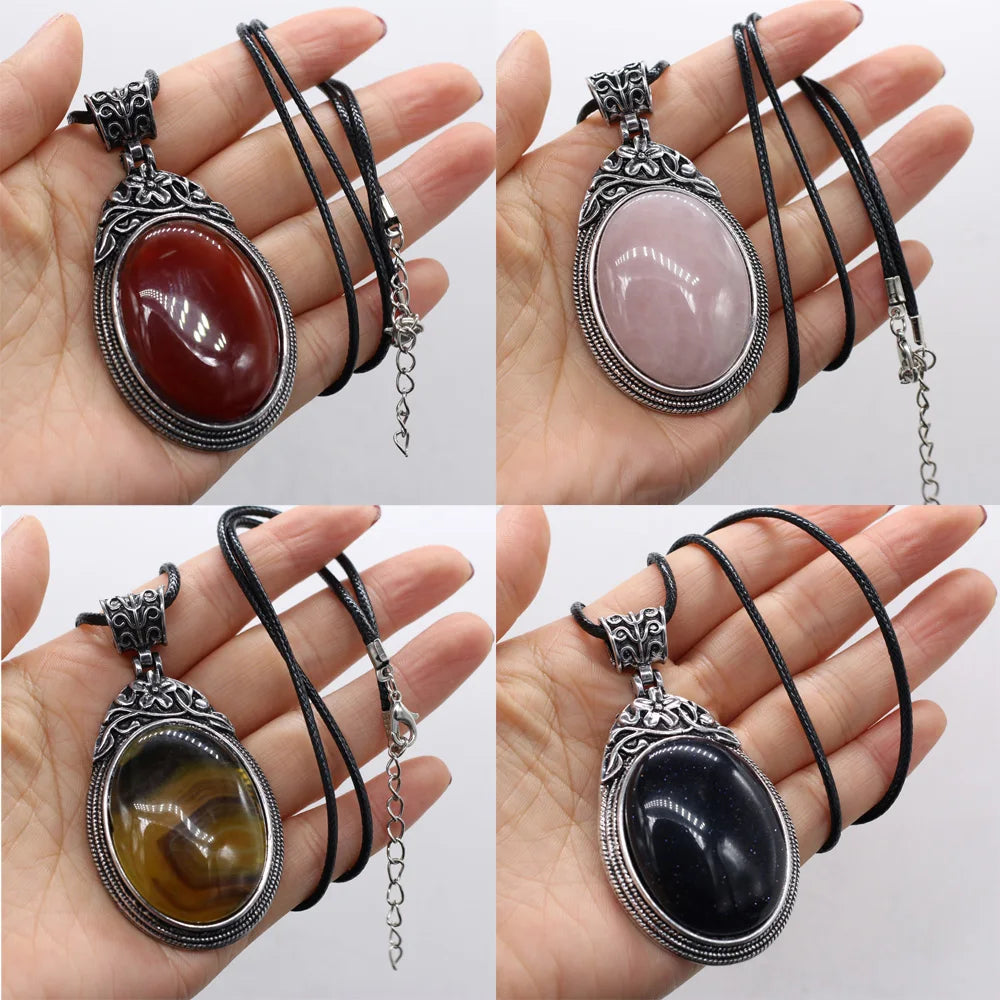 Elevate Your Style with Our Stunning Oval Crystal Opal Necklace - Perfect for Fashion Lovers &amp; Reiki Healing! 💎✨ 